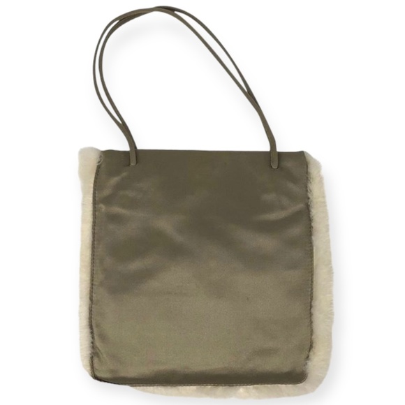 PRADA Silver Satin and Mink-Trimmed Small Mini Handbag Raso Evening Bag - Picture 2 of 11